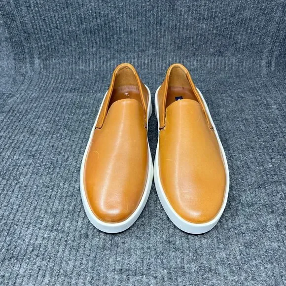 NEW Wolf & Shepherd Cruise Slip‎ On Sneakers Honey Leather Brown Shoes Mens 6.5